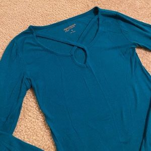 Teal Criss Cross Top